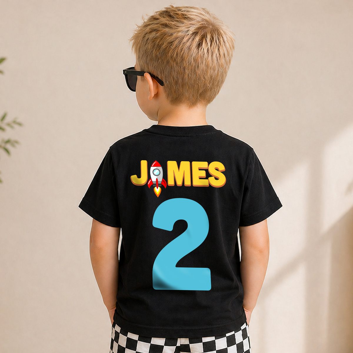 Personalized Space Birthday Boy Shirt, Custom Name — product view 2