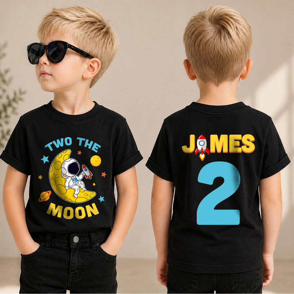 Personalized Space Birthday Boy Shirt, Custom Name — product view 3