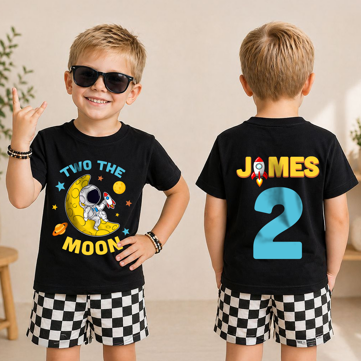Personalized Space Birthday Boy Shirt, Custom Name — product view 5