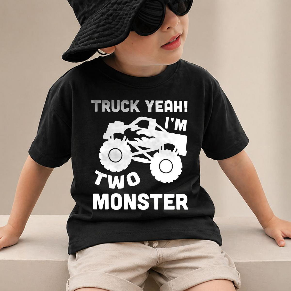 Personalized Truck Yeah I'm Two Birthday Shirt for Boys — product view 2