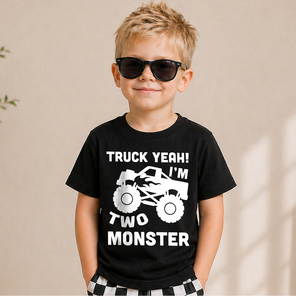 Personalized Truck Yeah I'm Two Birthday Shirt for Boys — product view 5