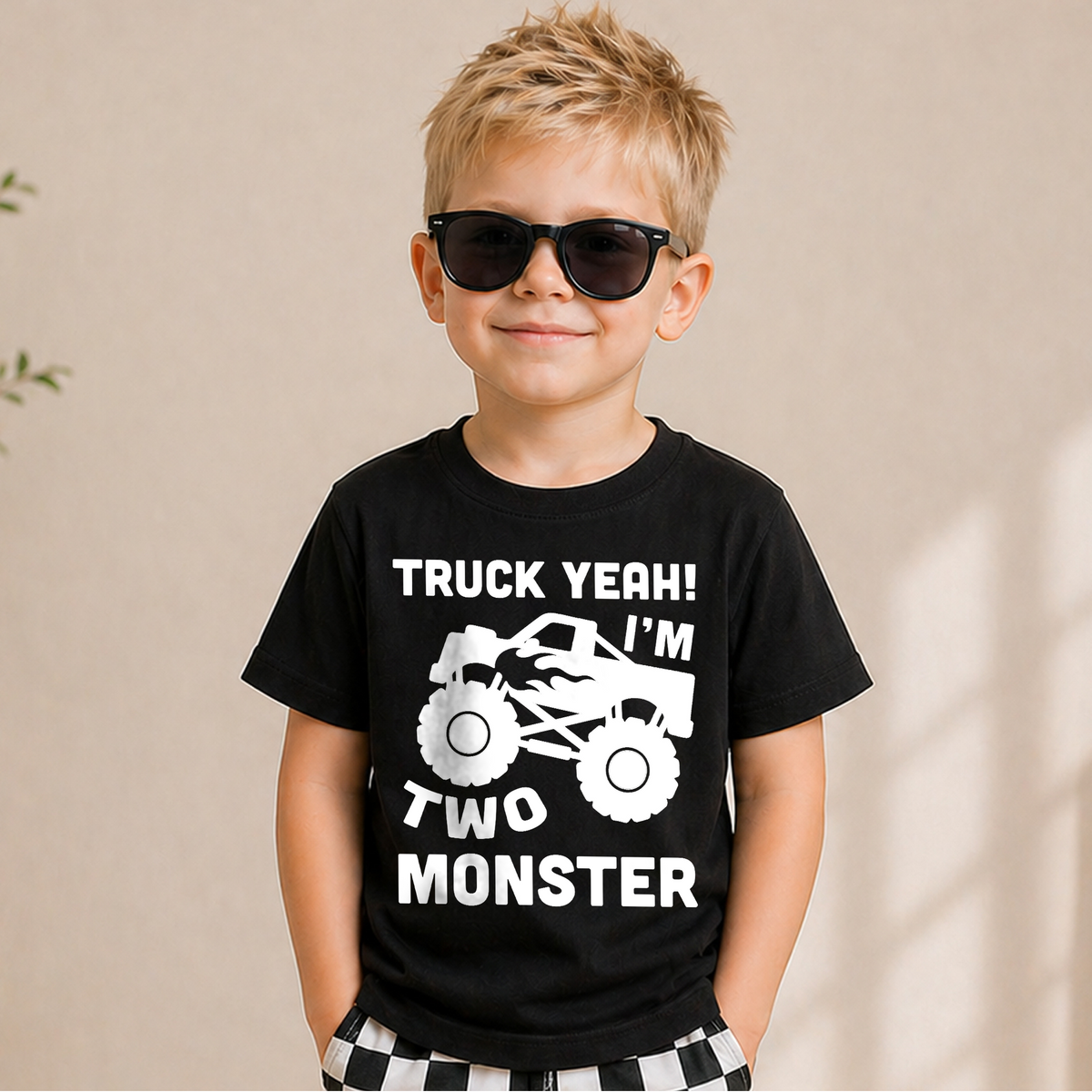 Personalized Truck Yeah I'm Two Birthday Shirt for Boys — product view 5