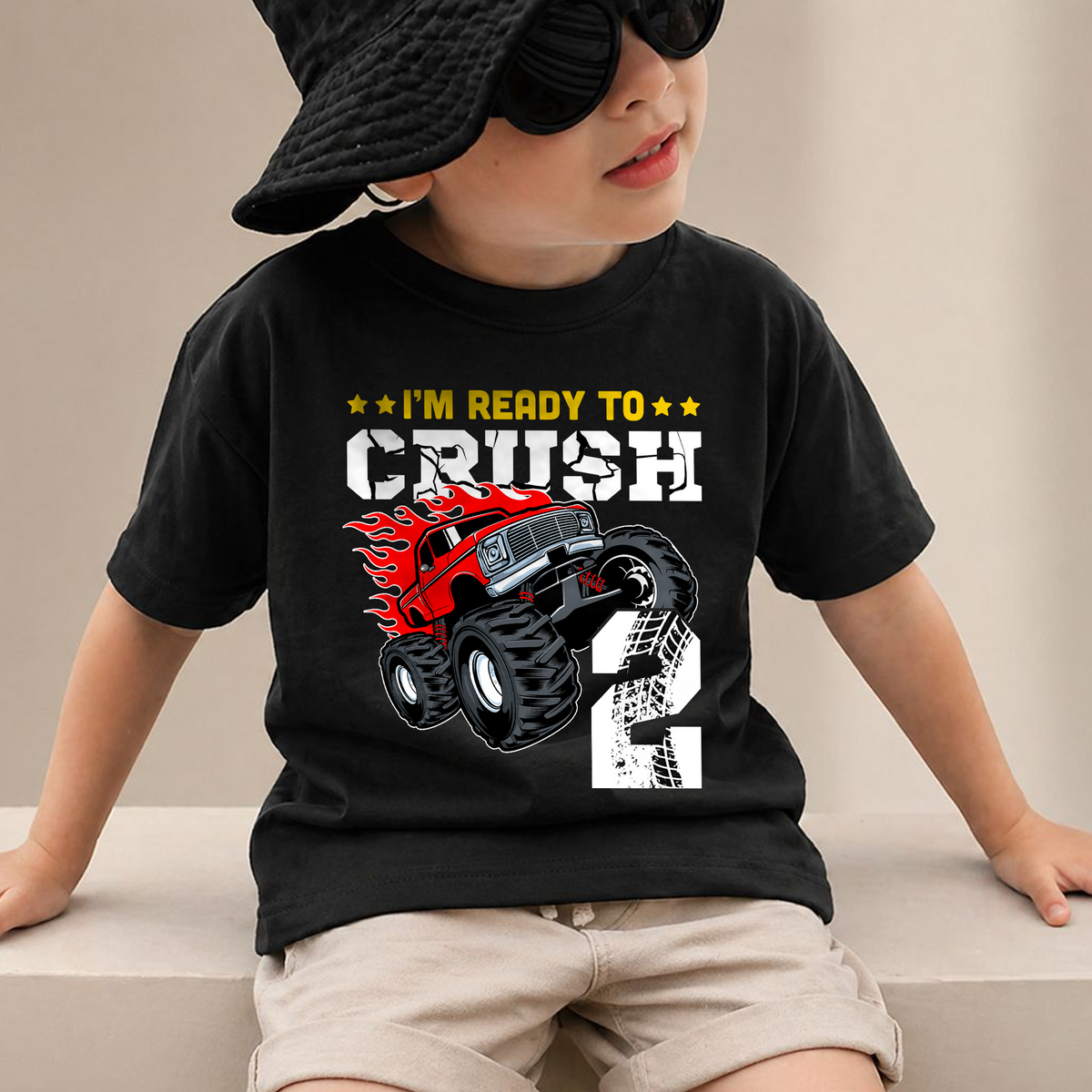 Custom Monster Truck 2nd Birthday Shirt, Ready To Crush — product view 2
