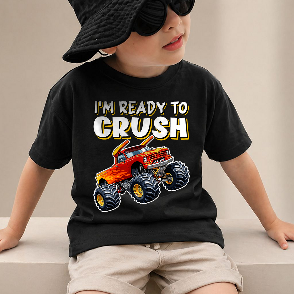 Toddler Personalized Monster Truck 2nd Birthday Shirt — product view 2