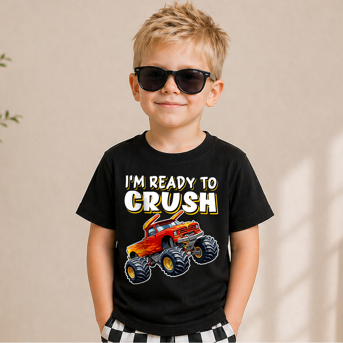 Toddler Personalized Monster Truck 2nd Birthday Shirt — product view 5