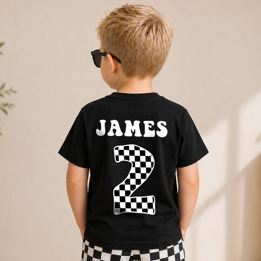 Boys Personalized Monster Truck 2nd Birthday Shirt, Crushing It — product view 6