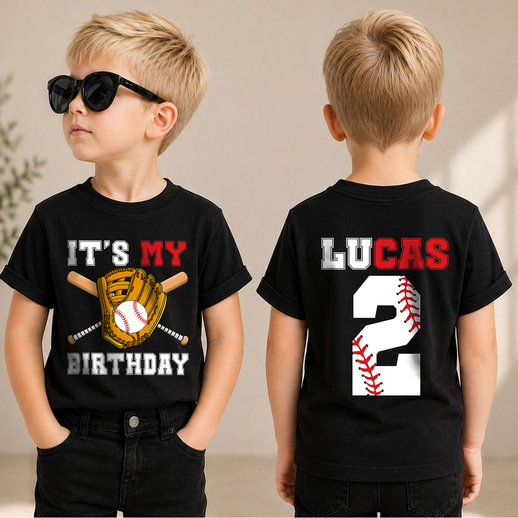 Personalized Baseball 2nd Birthday Shirt Boy, Custom Name — product view 1