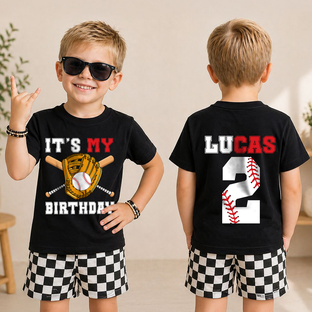 Personalized Baseball 2nd Birthday Shirt Boy, Custom Name — product view 3