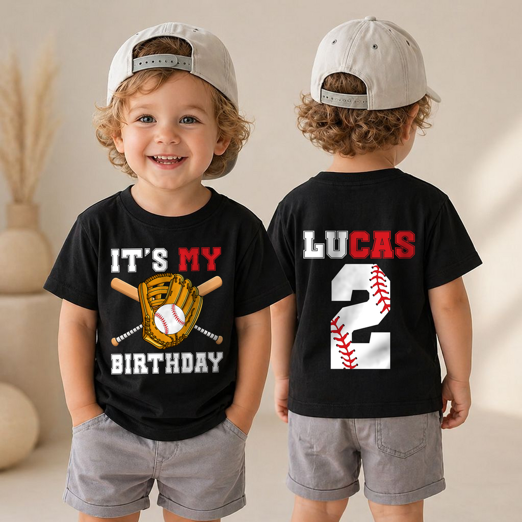 Personalized Baseball 2nd Birthday Shirt Boy, Custom Name — product view 4