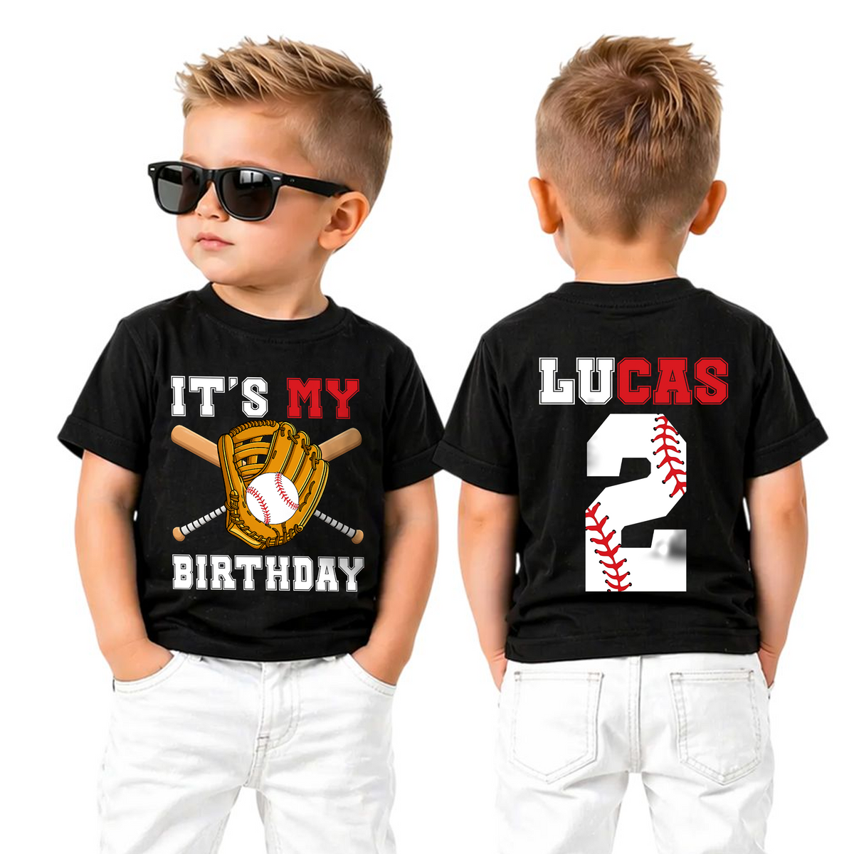 Personalized Baseball 2nd Birthday Shirt Boy, Custom Name — product view 5