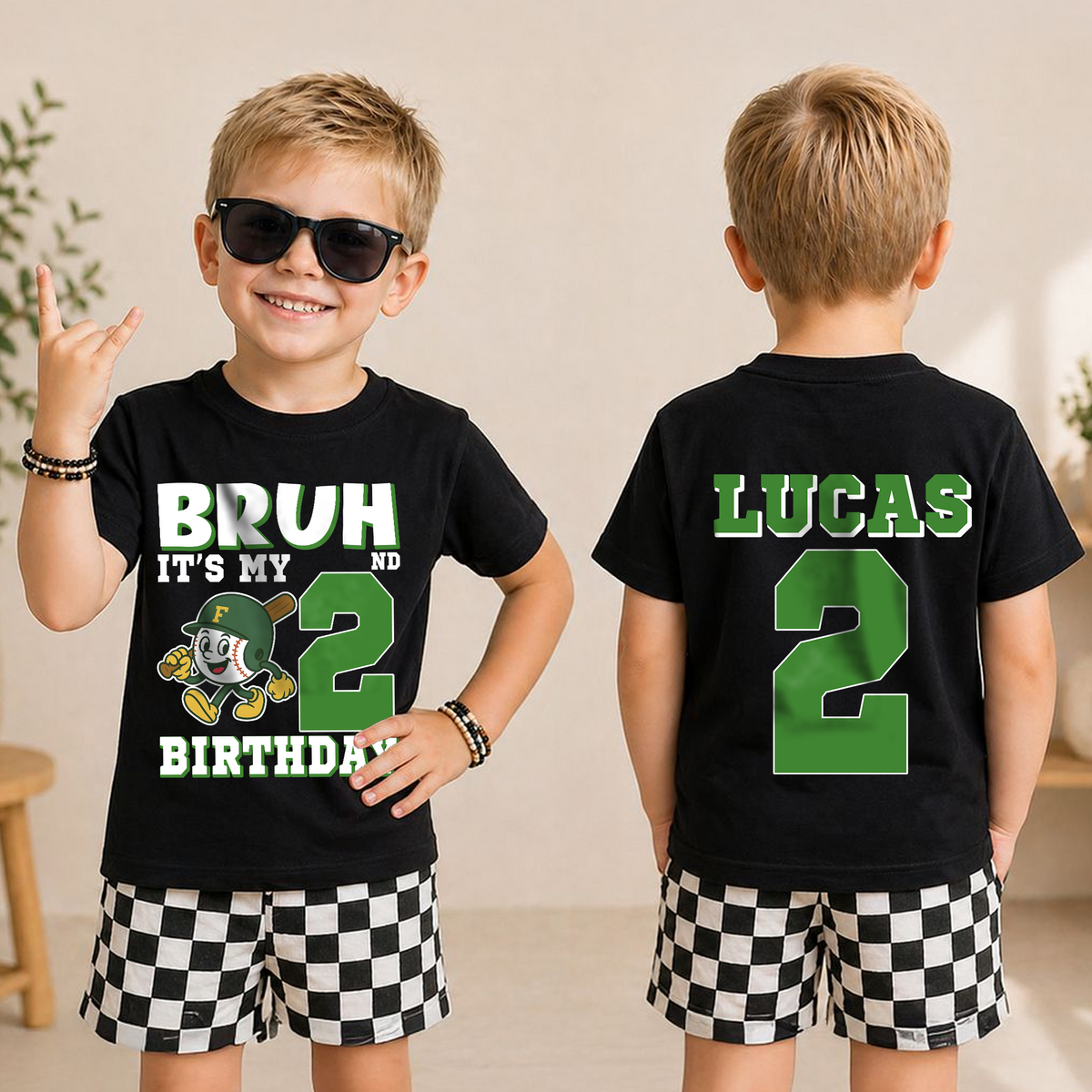 Custom Baseball 2nd Birthday Shirt Boy, Little Slugger — product view 3