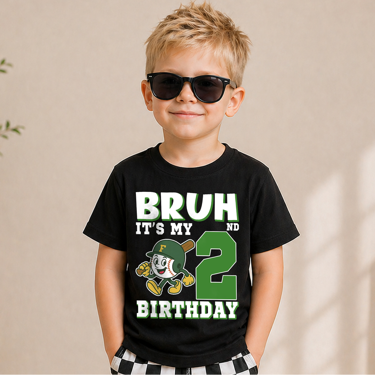 Custom Baseball 2nd Birthday Shirt Boy, Little Slugger — product view 6