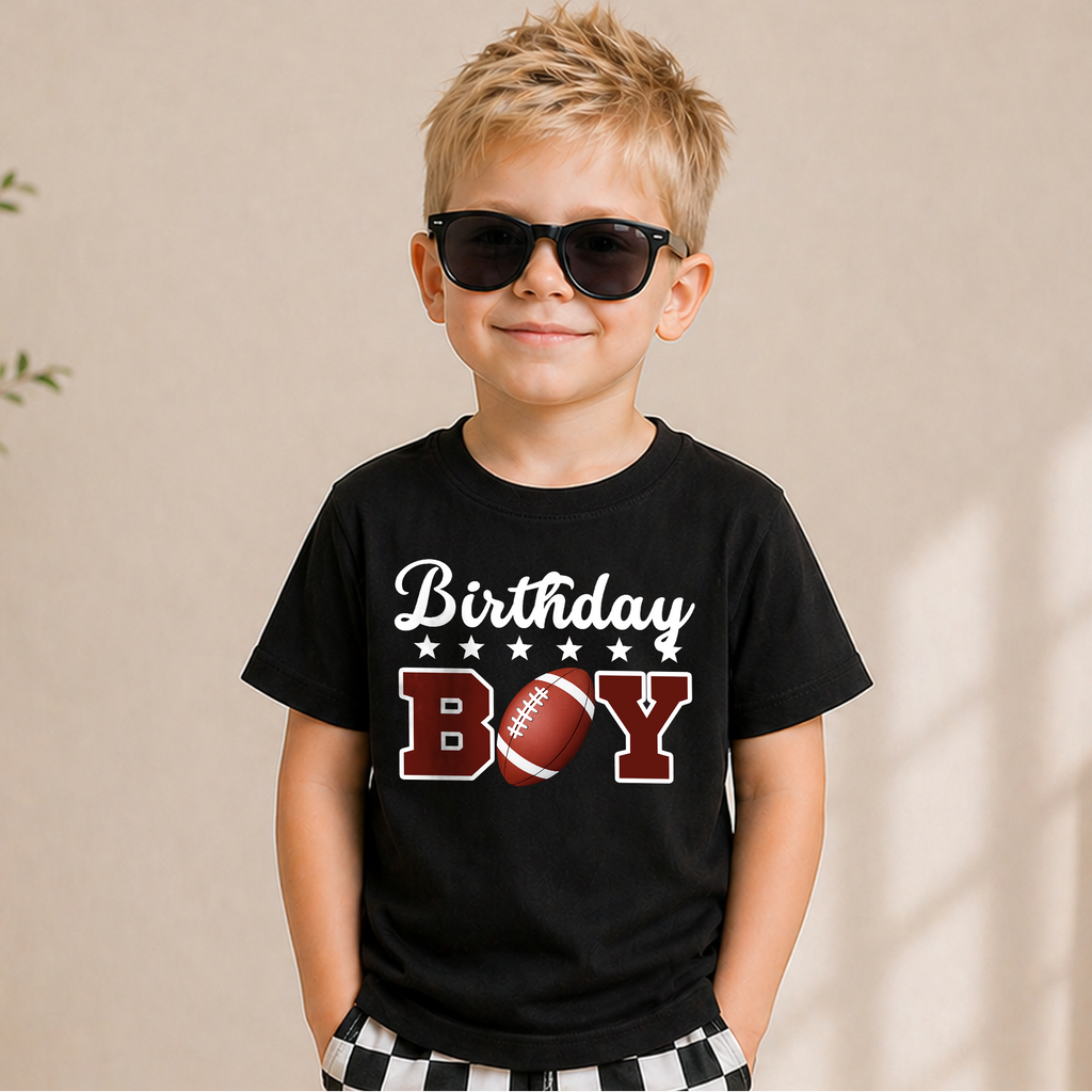 Boys Personalized Football 2nd Birthday Shirt, Football Player — product view 6