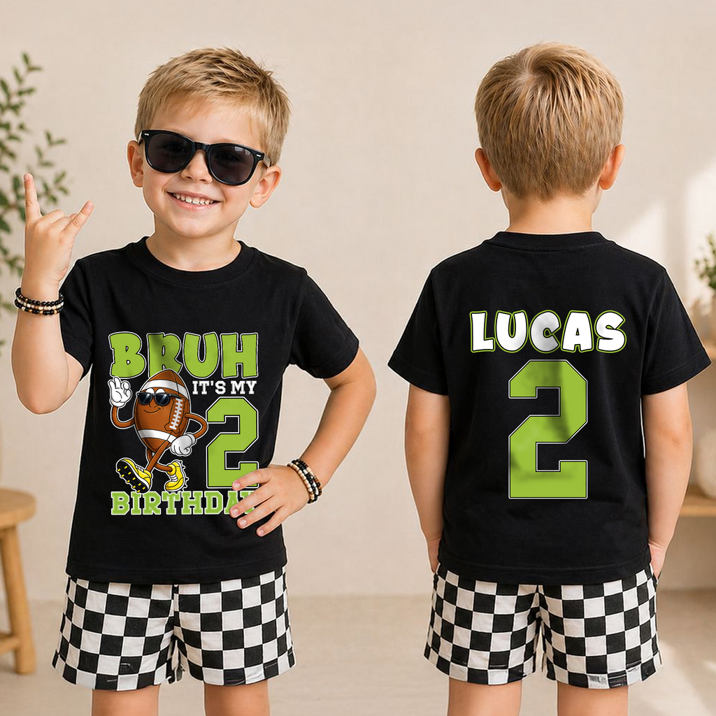 Personalized Football Player Birthday Shirt for Boys, 2nd Birthday — product view 3