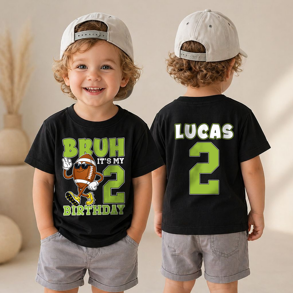 Personalized Football Player Birthday Shirt for Boys, 2nd Birthday — product view 4