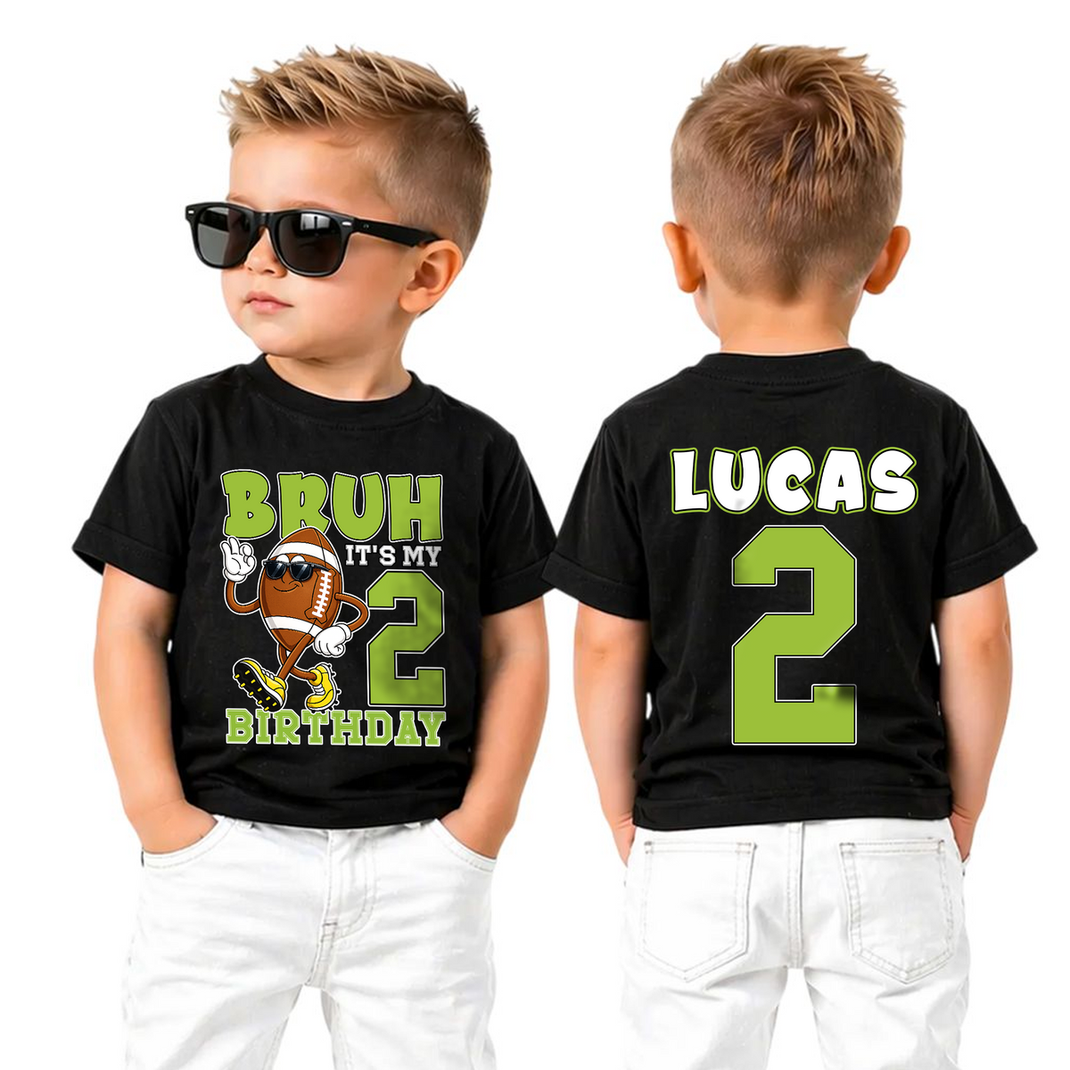 Personalized Football Player Birthday Shirt for Boys, 2nd Birthday — product view 5