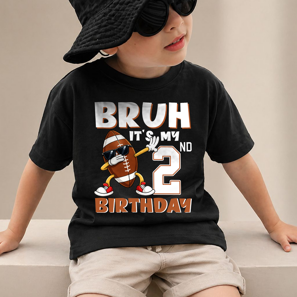 Custom Name Football Player Birthday Shirt for Boys, 2nd Birthday — product view 2