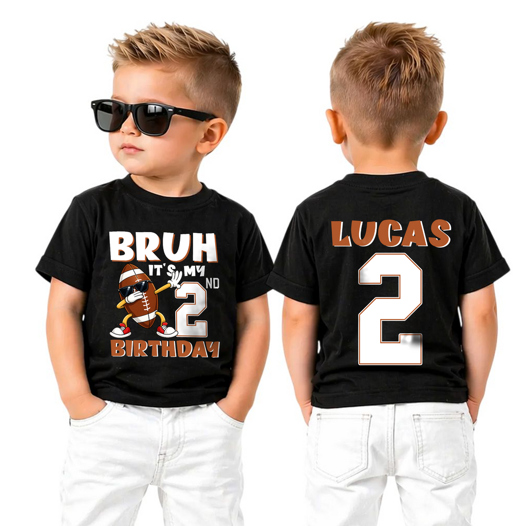 Custom Name Football Player Birthday Shirt for Boys, 2nd Birthday — product view 5