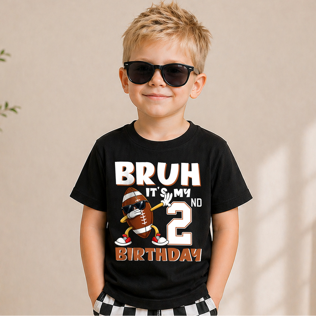 Custom Name Football Player Birthday Shirt for Boys, 2nd Birthday — product view 6