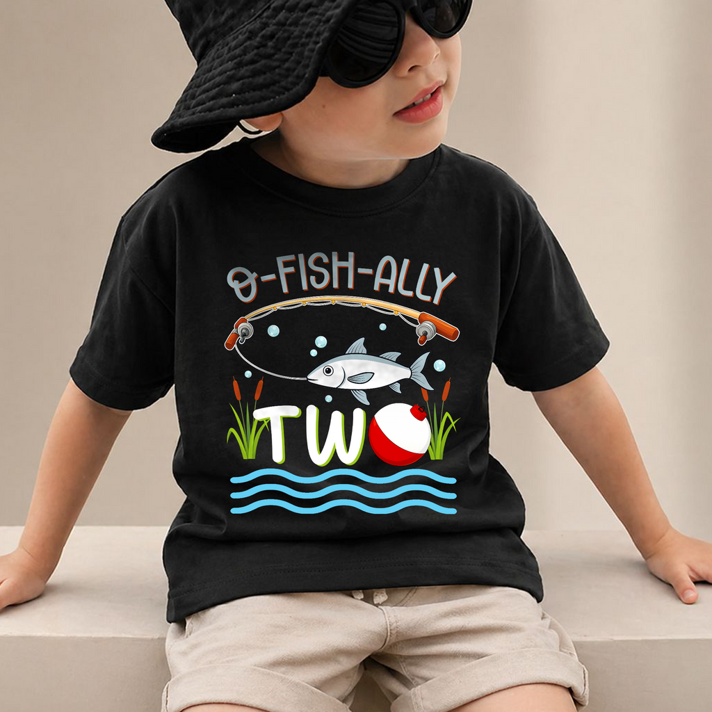 Boys Personalized O-Fish-Ally Two 2nd Birthday Shirt — product view 2