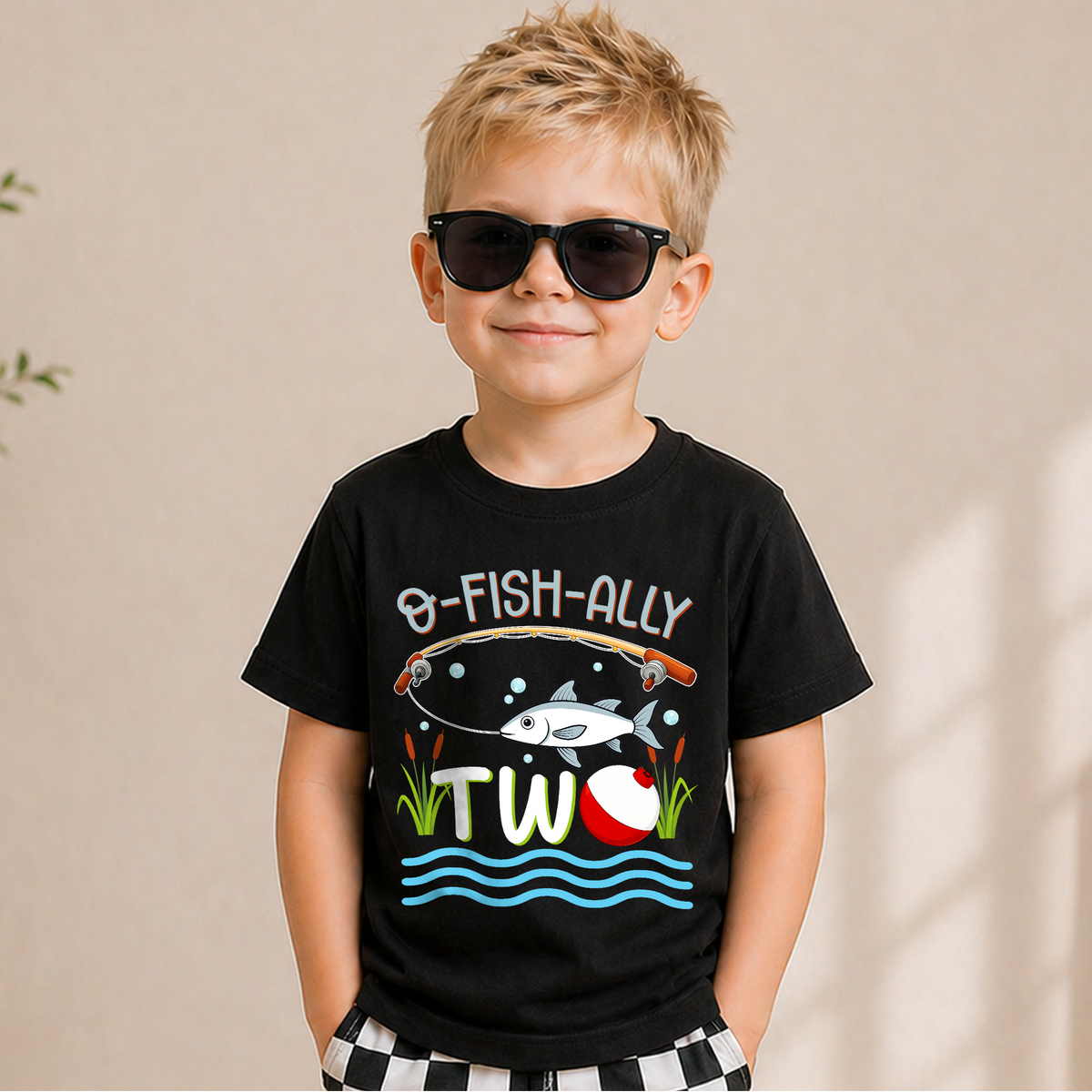 Boys Personalized O-Fish-Ally Two 2nd Birthday Shirt — product view 6