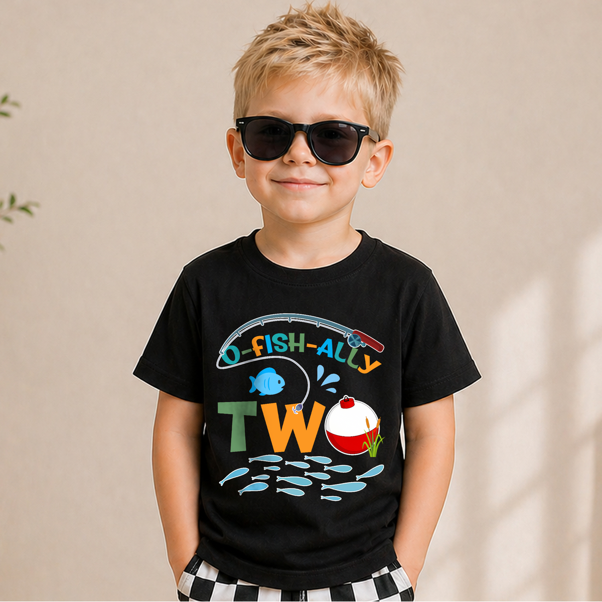 Personalized Fishing 2nd Birthday Shirt Boy, O-Fish-Ally Two — product view 6