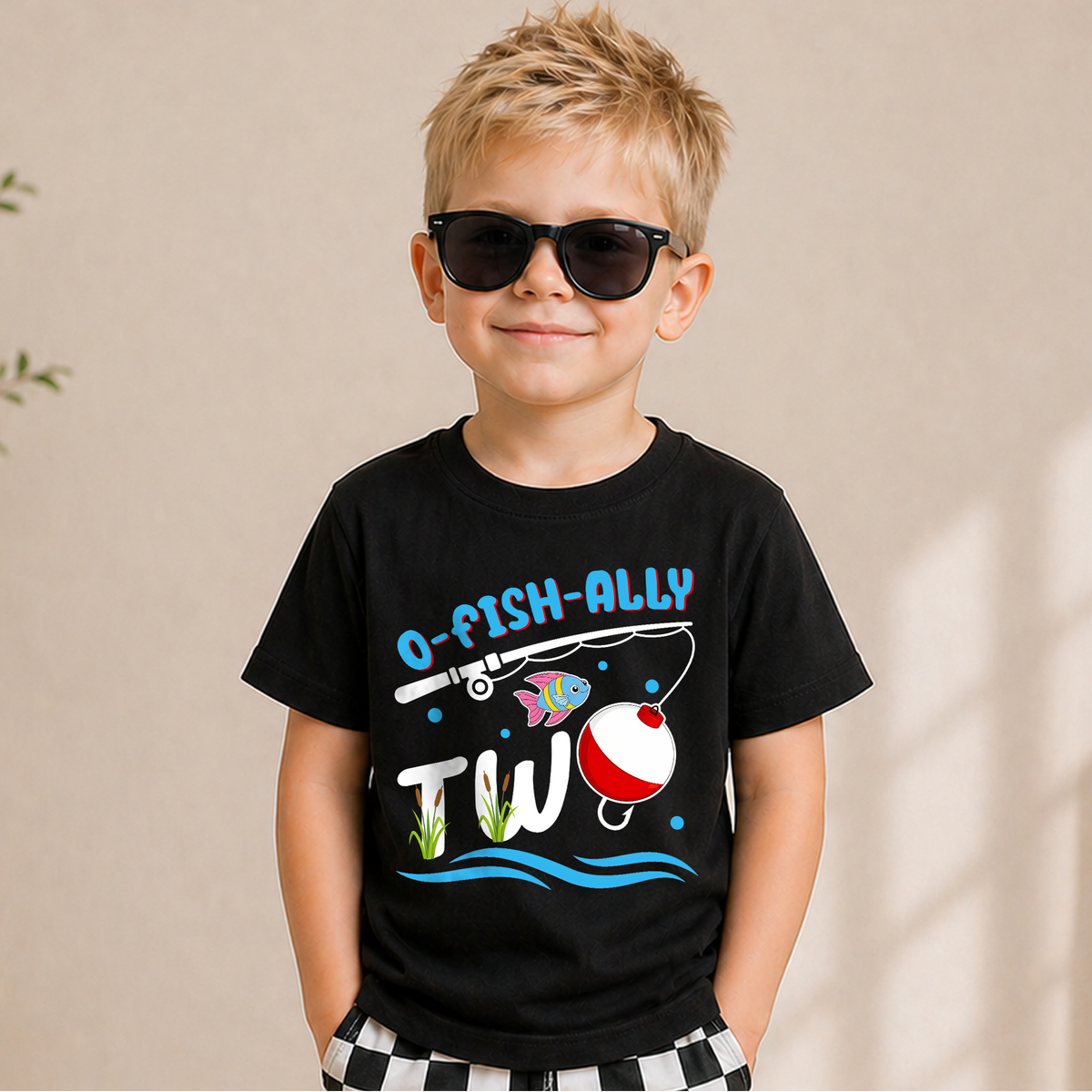 Custom Name Fishing 2nd Birthday Shirt Boy, O-Fish-Ally Two — product view 6