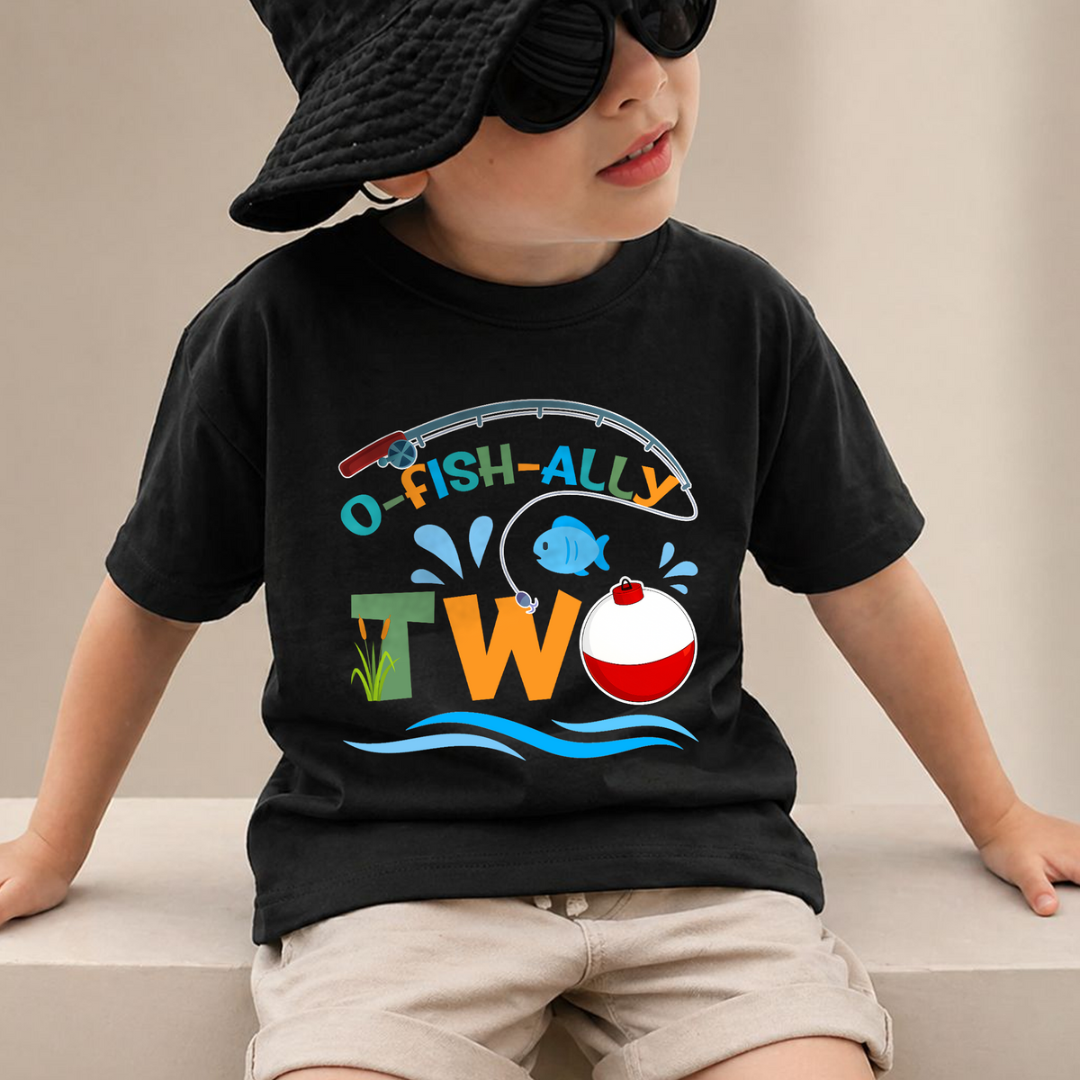 Custom Fishing 2nd Birthday Shirt Boy, O-Fish-Ally Two — product view 2