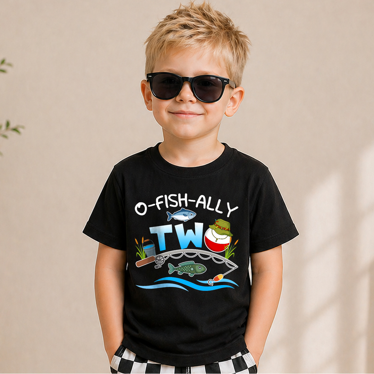 Boys Custom Fishing 2nd Birthday Shirt Boy, O-Fish-Ally Two — product view 6