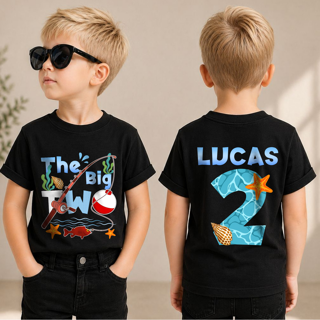 Toddler Personalized Fishing 2nd Birthday Shirt, Little Fisherman — product view 1