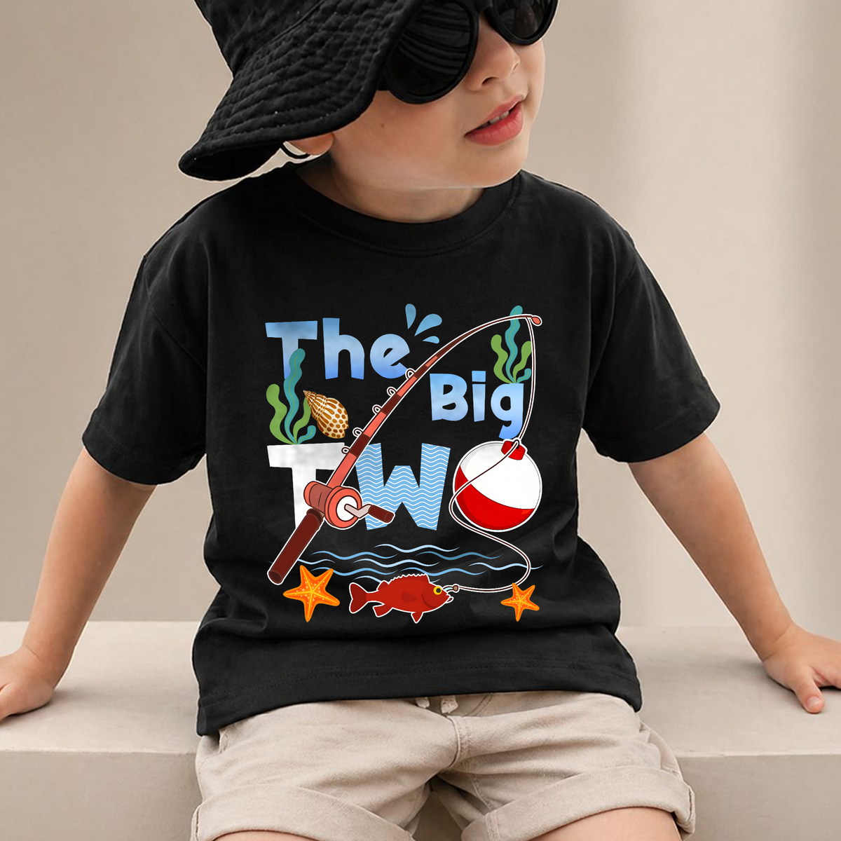Toddler Personalized Fishing 2nd Birthday Shirt, Little Fisherman — product view 2