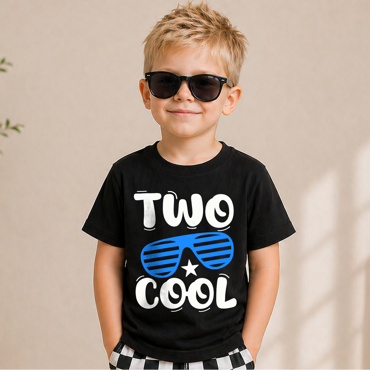 Boys Custom Cool Kid 2nd Birthday Shirt Boy, TWO COOL — product view 5