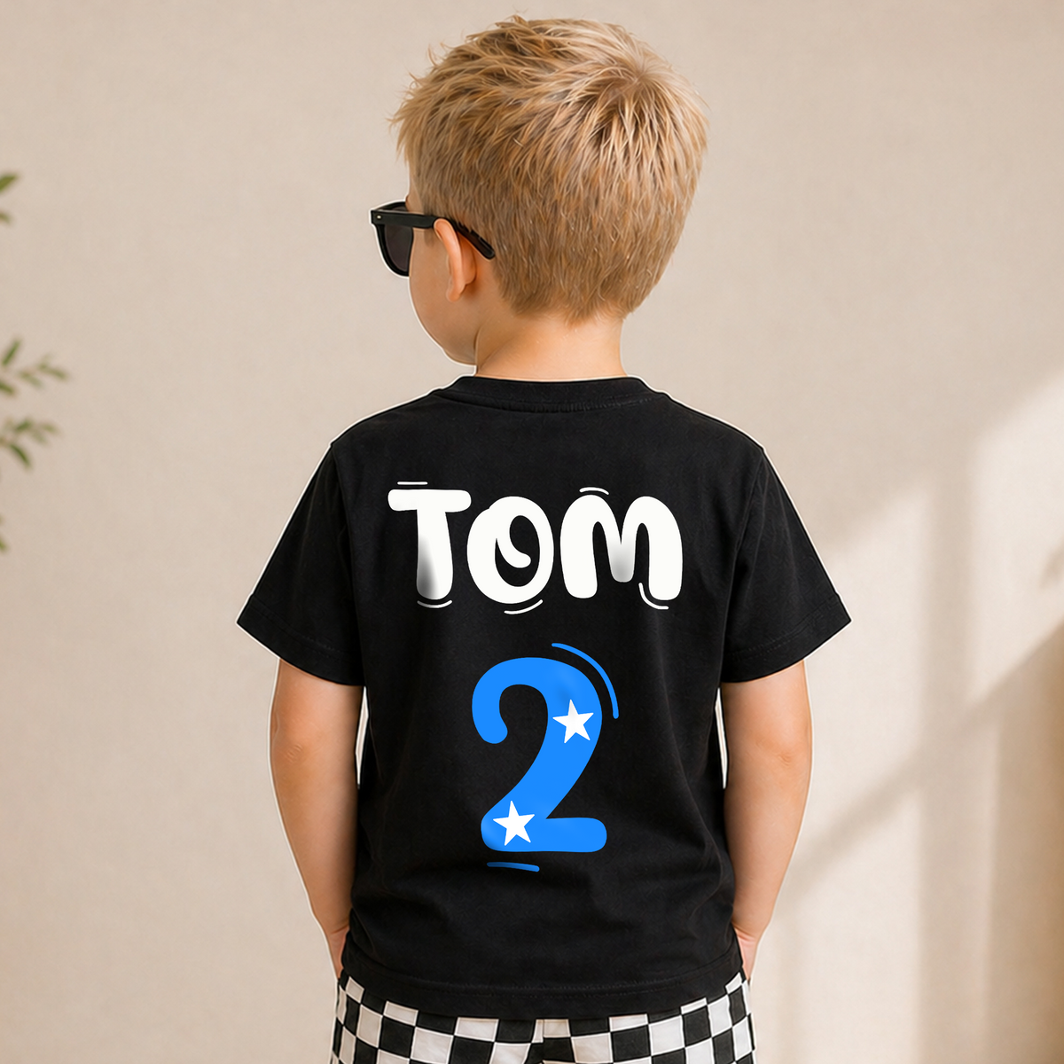 Boys Custom Cool Kid 2nd Birthday Shirt Boy, TWO COOL — product view 6