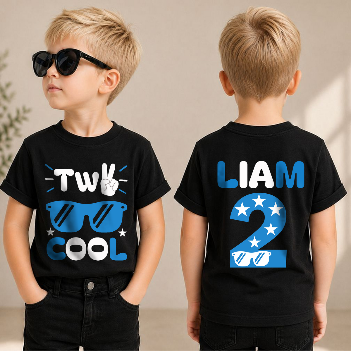 Toddler Personalized Cool Kid 2nd Birthday Shirt Boy — product view 1