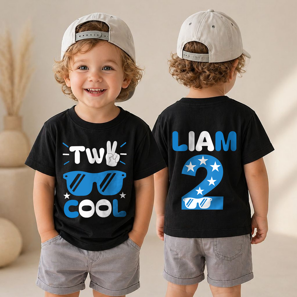 Toddler Personalized Cool Kid 2nd Birthday Shirt Boy — product view 4