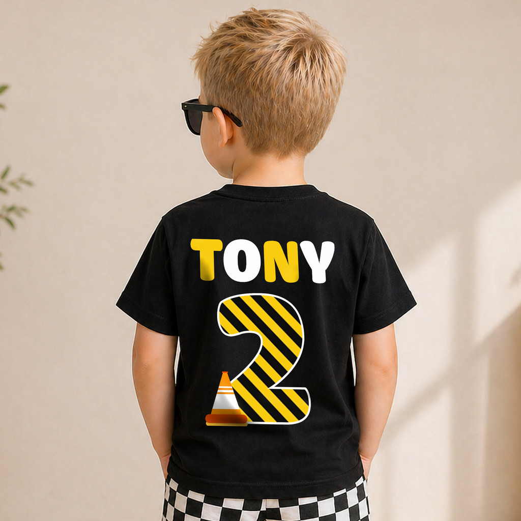 Personalized Two and Digging It 2nd Birthday Shirt, Construction Truck — product view 6