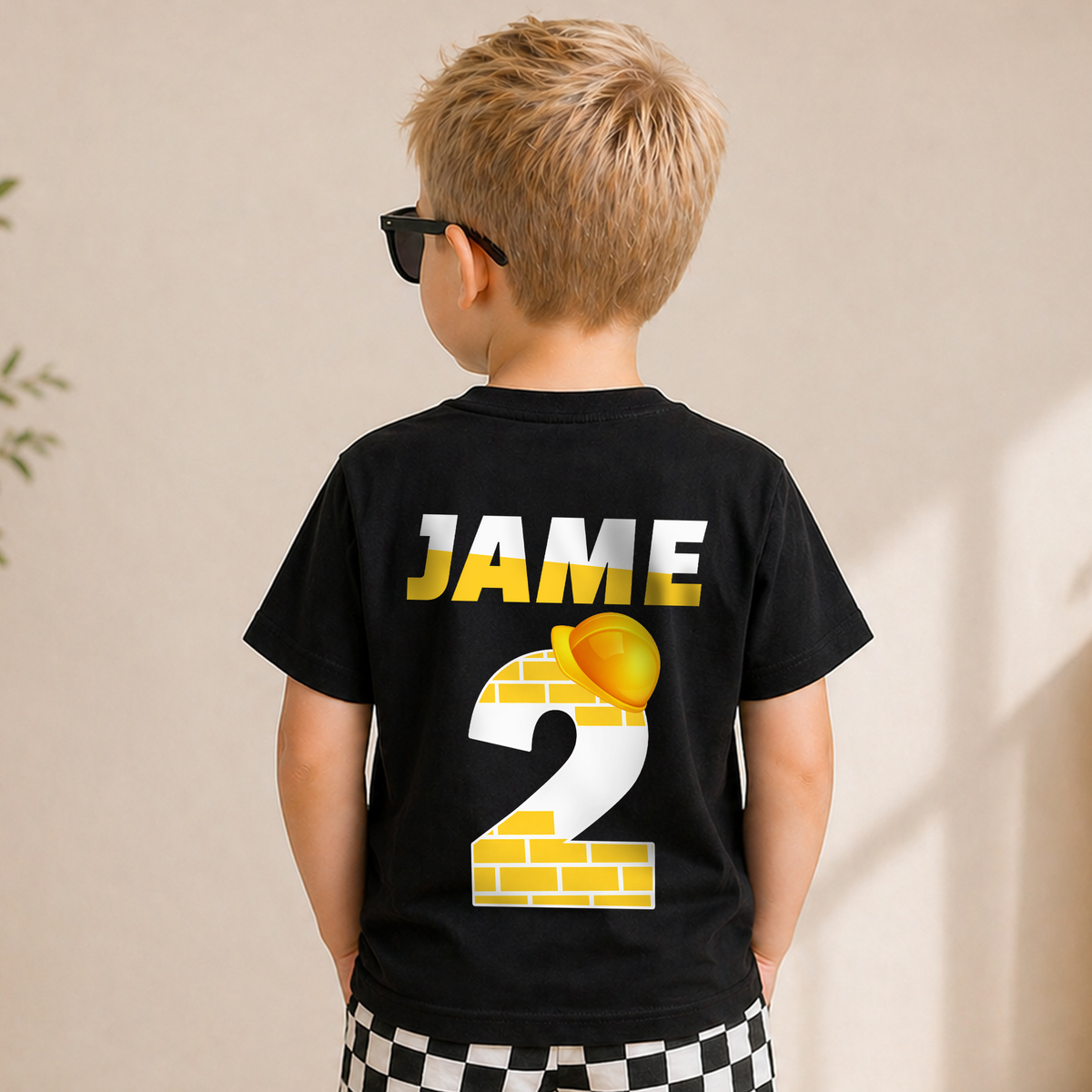 Custom Name I'm 2 and Digging It 2nd Birthday Shirt, Construction Truck — product view 6
