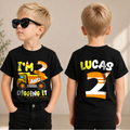 Custom I'm 2 and Digging It 2nd Birthday Shirt, Construction Truck — product view 1