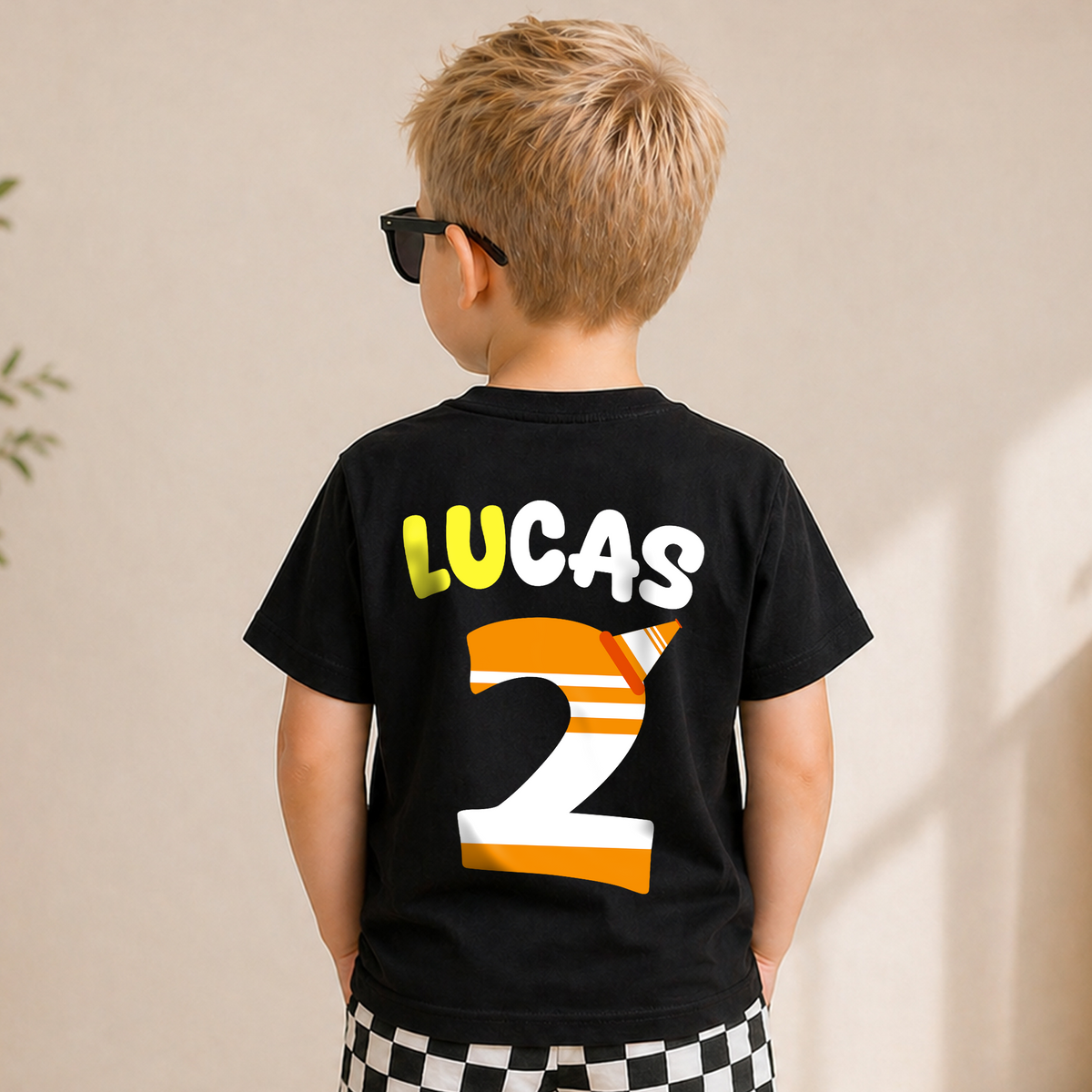 Custom I'm 2 and Digging It 2nd Birthday Shirt, Construction Truck — product view 6