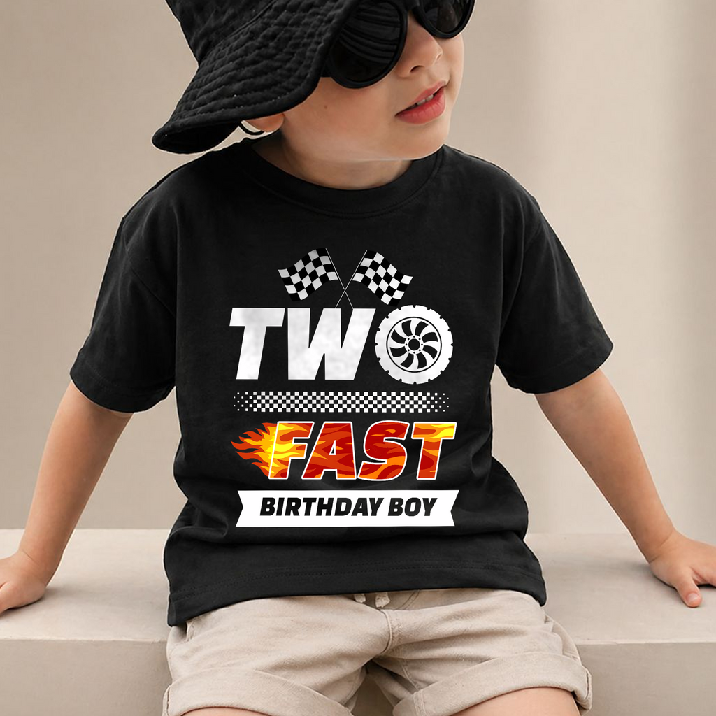 Custom Racing Birthday Boy Shirt 2, TWO FAST — product view 2