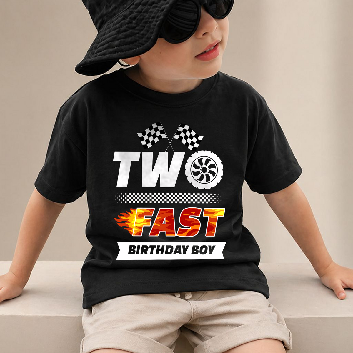 Custom Racing Birthday Boy Shirt 2, TWO FAST — product view 2