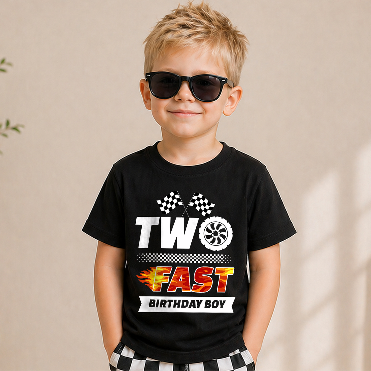 Custom Racing Birthday Boy Shirt 2, TWO FAST — product view 5