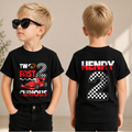 Boys Custom Racing Birthday Boy Shirt 2, Two Fast 2 Curious — product view 1