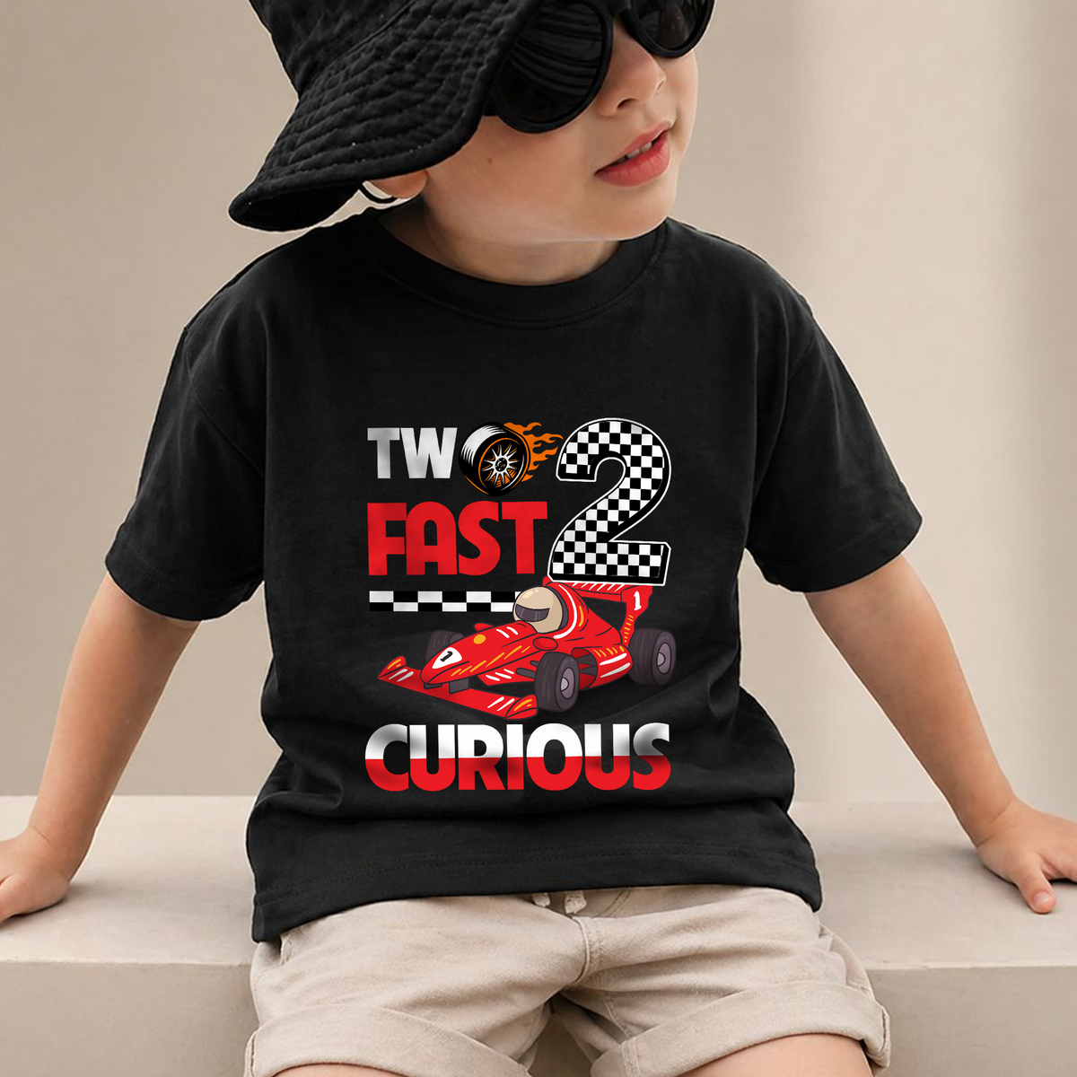Boys Custom Racing Birthday Boy Shirt 2, Two Fast 2 Curious — product view 2