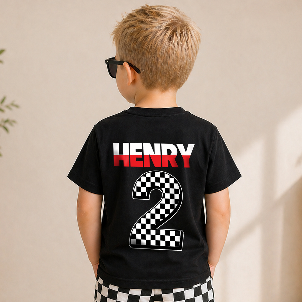 Boys Custom Racing Birthday Boy Shirt 2, Two Fast 2 Curious — product view 6