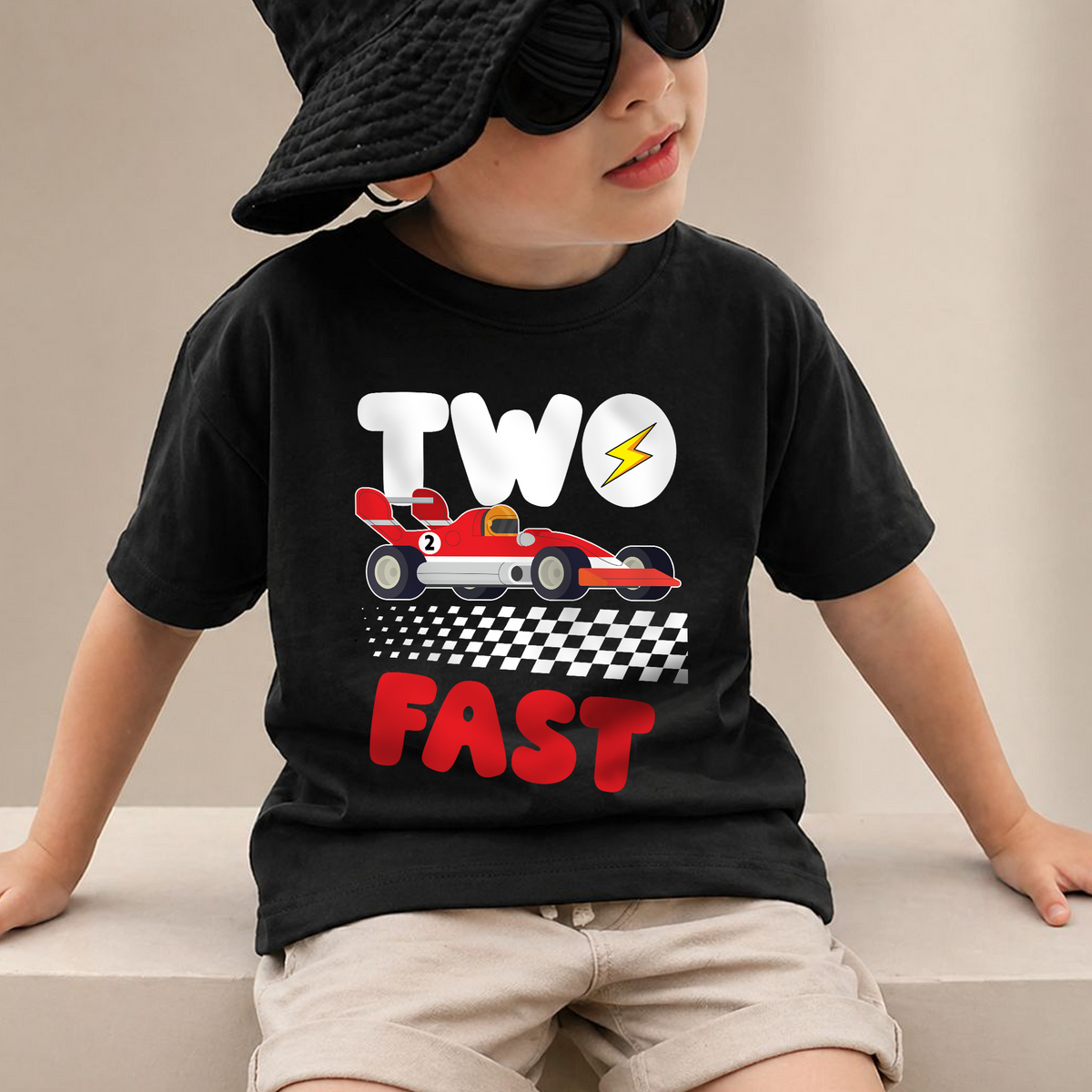 Toddler Personalized Racing Birthday Boy Shirt 2 — product view 2