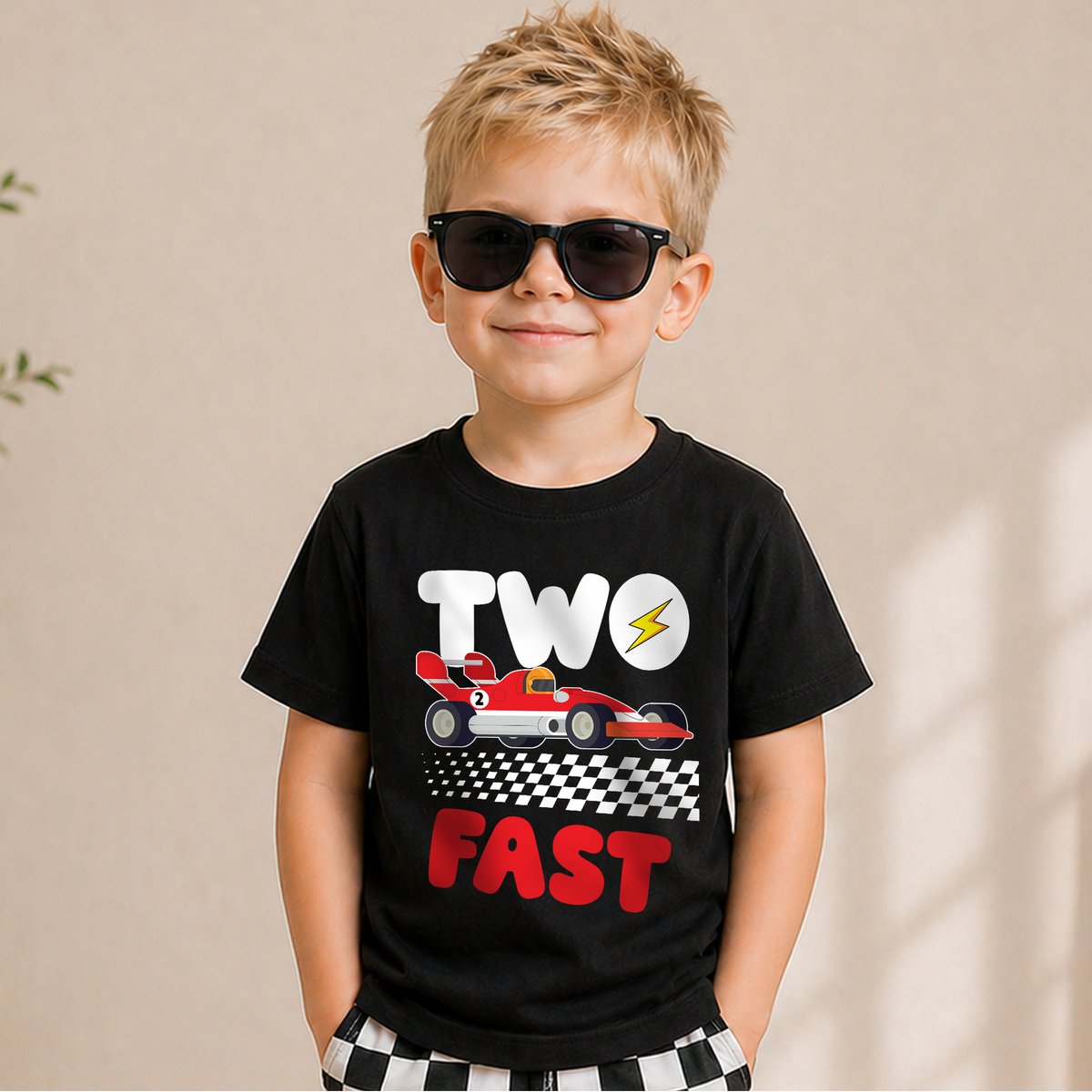 Toddler Personalized Racing Birthday Boy Shirt 2 — product view 5