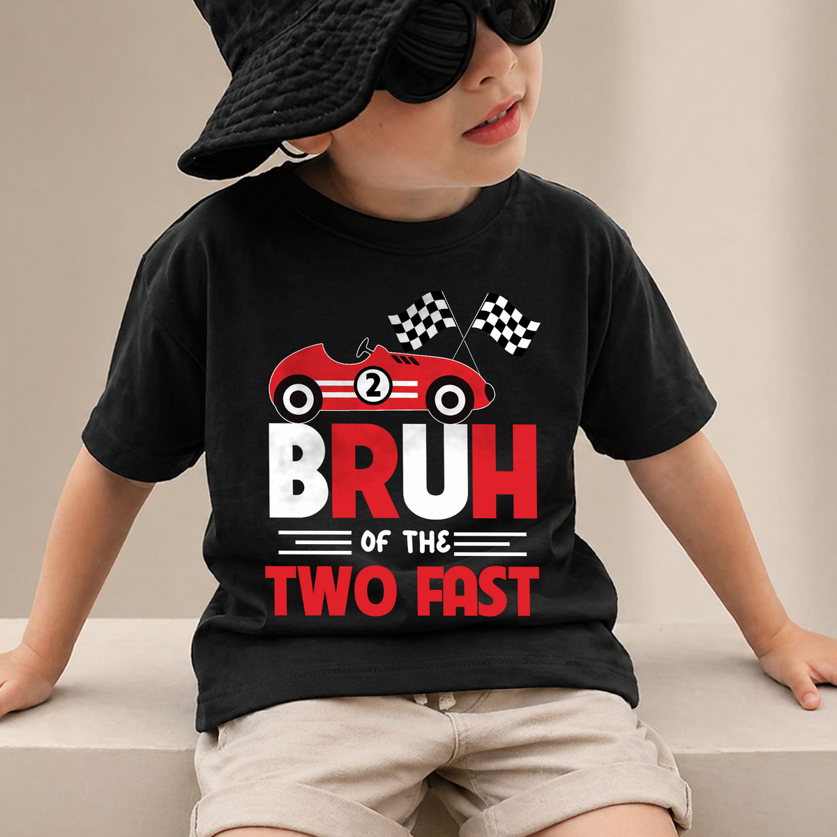 Boys Personalized Racing Birthday Boy Shirt 2, TWO FAST — product view 2