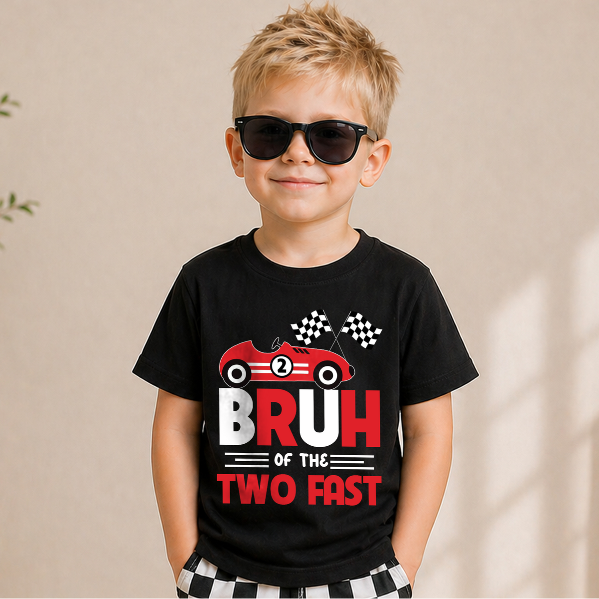 Boys Personalized Racing Birthday Boy Shirt 2, TWO FAST — product view 5