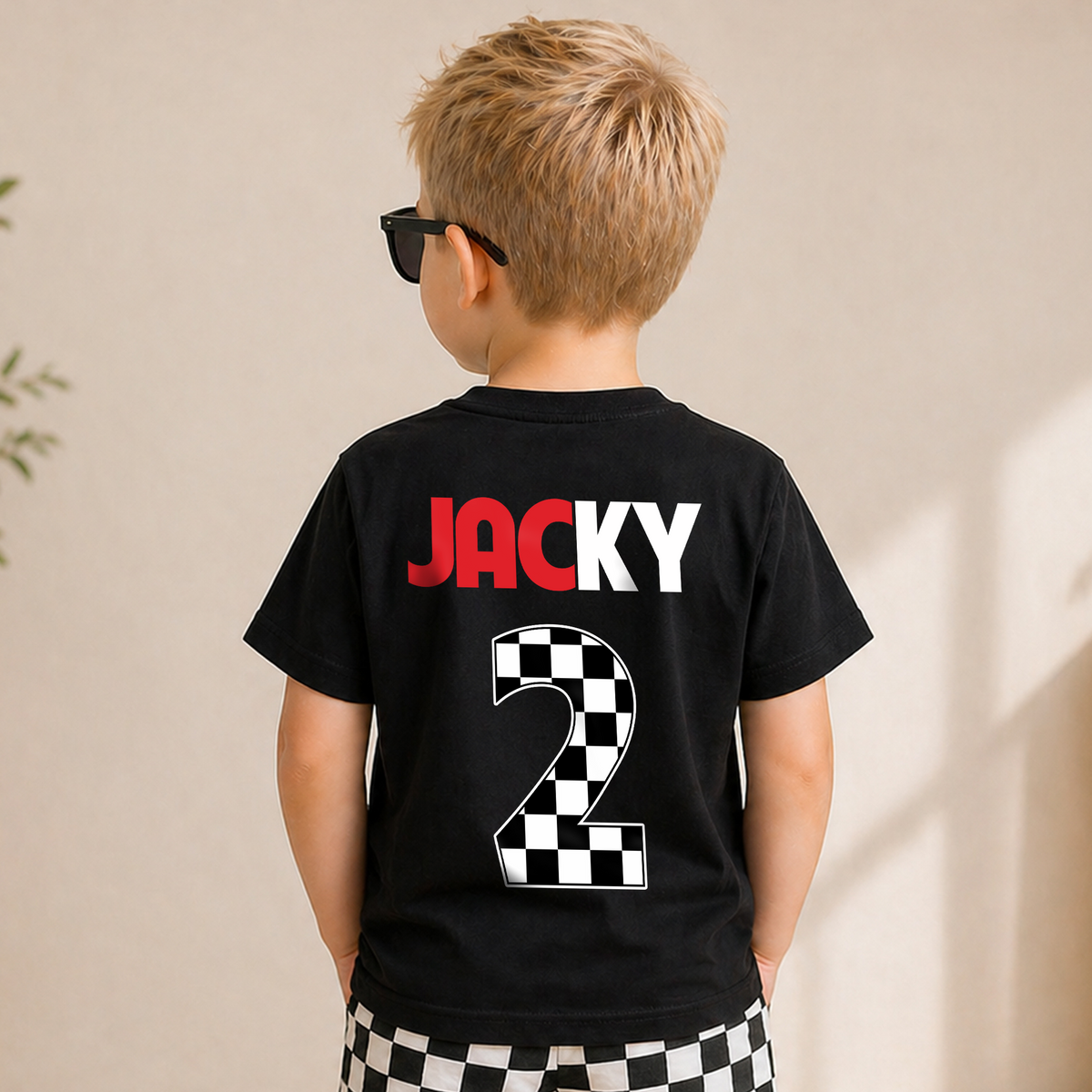 Boys Personalized Racing Birthday Boy Shirt 2, TWO FAST — product view 6